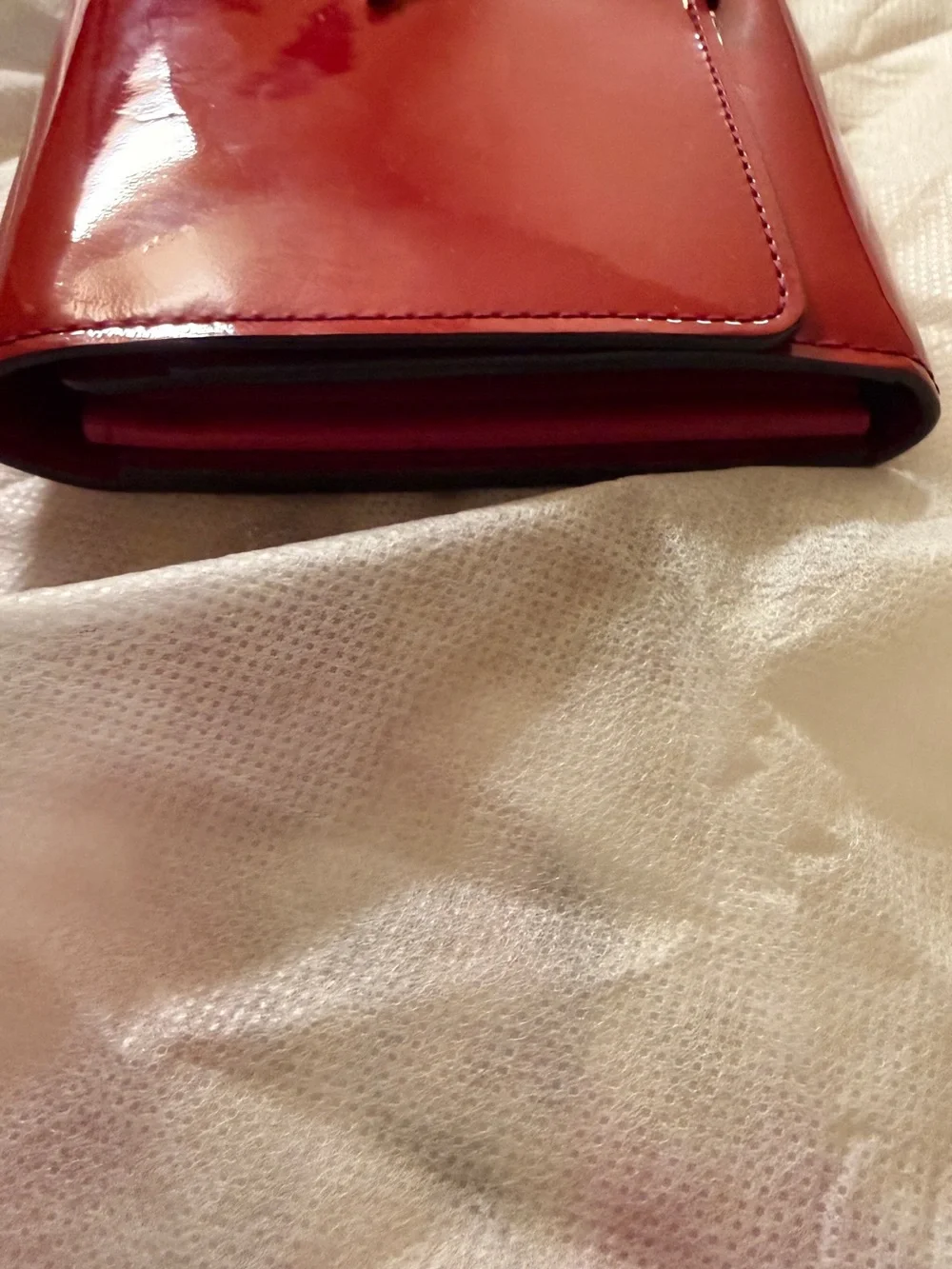 Authentic Louis Vuitton Red Vernis Long Wallet Gold LV Logo w/ Dust Bag & COA